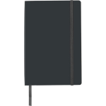 Libreta de PU reciclado con cierre elástico A5 y hojas a rayas color negro primera vista
