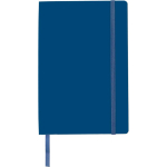 Libreta de PU reciclado con cierre elástico A5 y hojas a rayas color azul primera vista