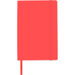 Libreta de PU reciclado con cierre elástico A5 y hojas a rayas color rojo primera vista