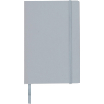 Libreta de PU reciclado con cierre elástico A5 y hojas a rayas color gris primera vista