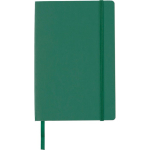 Libreta de PU reciclado con cierre elástico A5 y hojas a rayas color verde primera vista