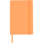 Libreta de PU reciclado con cierre elástico A5 y hojas a rayas color naranja primera vista