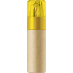 Set de lápices de madera FSC en tubo de cartón con sacapuntas color amarillo primera vista