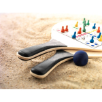 Palas de playa de madera FSC con juegos de tablero y pelota séptima vista