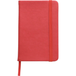 Libreta de PU reciclado con cierre elástico A5 y hojas en blanco color rojo primera vista