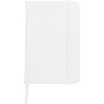 Libreta de PU reciclado con cierre elástico A5 y hojas en blanco color blanco primera vista