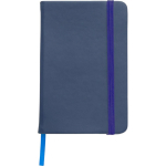 Libreta de PU reciclado con cierre elástico A5 y hojas a rayas color azul primera vista