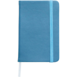 Libreta de PU reciclado con cierre elástico A5 y hojas a rayas color azul claro primera vista