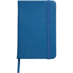 Libreta de PU reciclado con cierre elástico A6 hojas a rayas color azul primera vista