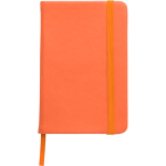 Libreta de PU reciclado con cierre elástico A6 hojas a rayas color naranja primera vista