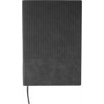 Libreta de PU reciclado con tapa dura y pana A5 con hojas a rayas color negro primera vista