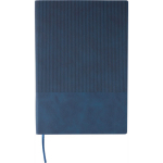 Libreta de PU reciclado con tapa dura y pana A5 con hojas a rayas color azul primera vista