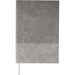 Libreta de PU reciclado con tapa dura y pana A5 con hojas a rayas color gris primera vista