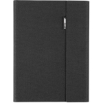 Carpeta de congresos de plástico reciclado A5 hojas a rayas color negro primera vista