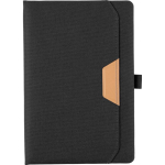 Cuaderno de plástico reciclado y piel sintética A5 con hojas a rayas color negro primera vista