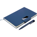 Set de libreta de piel sintética A5 con bolígrafo y hojas a rayas segunda vista