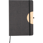 Libreta de RPET y bambú con soporte para móvil A5 hojas a rayas color negro primera vista
