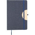 Libreta de RPET y bambú con soporte para móvil A5 hojas a rayas color azul primera vista