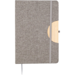 Libreta de RPET y bambú con soporte para móvil A5 hojas a rayas color gris primera vista