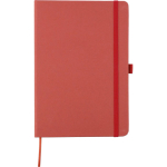 Cuaderno de tapa de cartón reciclado A5 con hojas a rayas color rojo primera vista