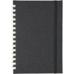 Libreta de plástico reciclado con cierre elástico A5 y hojas a rayas color negro primera vista