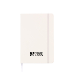 Libreta de piel sintética con cierre elástico A5 y hojas a cuadros color blanco vista de impresión