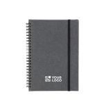 Cuaderno de piel sintética reciclada A5 con hojas a rayas color negro vista de impresión