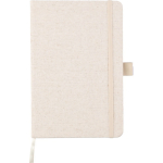 Libreta de cáñamo con banda elástica A5 y hojas a rayas color caqui primera vista