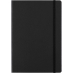 Libreta de cartón con cierre elástico A5 y hojas a rayas color negro primera vista