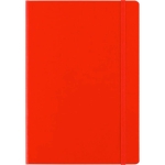 Libreta de cartón con cierre elástico A5 y hojas a rayas color rojo primera vista