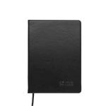 Libreta de polipiel reciclada con marcapáginas A5 y hojas a rayas color negro vista de impresión