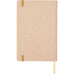 Libreta cuero sintético con aspecto de corcho A5 y hojas a rayas color marrón tercera vista