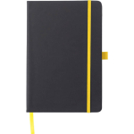 Libreta de piel sintética reciclada cierre de goma A5 hojas a rayas color amarillo primera vista