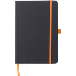 Libreta de piel sintética reciclada cierre de goma A5 hojas a rayas color naranja primera vista