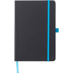 Libreta de piel sintética reciclada cierre de goma A5 hojas a rayas color azul claro primera vista