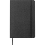 Libreta de RPET y piel sintética con cierre elástico A5 hojas a rayas color negro primera vista