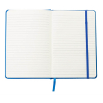 Libreta de RPET y piel sintética con cierre elástico A5 hojas a rayas cuarta vista