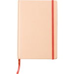 Libreta de cartón reciclado con cierre de goma A5 hojas a rayas color rojo primera vista