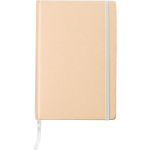 Libreta de cartón reciclado con cierre de goma A5 hojas a rayas color blanco primera vista
