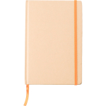 Libreta de cartón reciclado con cierre de goma A5 hojas a rayas color naranja primera vista