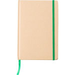 Libreta de cartón reciclado con cierre de goma A5 hojas a rayas color verde claro primera vista