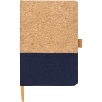 Libreta de corcho y algodón con porta bolígrafo A5 y hojas a rayas color azul primera vista