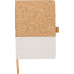 Libreta de corcho y algodón con porta bolígrafo A5 y hojas a rayas color blanco primera vista