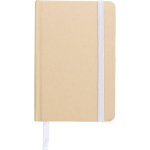 Libreta de cartón reciclado con marca páginas A6 y hojas a rayas color blanco primera vista