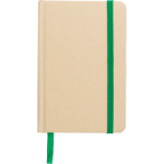 Libreta de cartón reciclado con marca páginas A6 y hojas a rayas primera vista