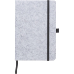 Libreta de fieltro reciclado con cierre elástico A5 hojas a rayas color gris primera vista