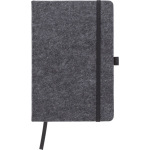 Libreta de fieltro reciclado con cierre elástico A5 hojas a rayas color gris oscuro primera vista