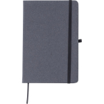 Libreta de piel sintética reciclada con marcapáginas A5 hojas a rayas color negro primera vista