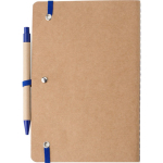 Libreta de cartón reciclado con bolígrafo A5 y hojas en blanco segunda vista