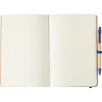 Libreta de cartón reciclado con bolígrafo A5 y hojas en blanco tercera vista
